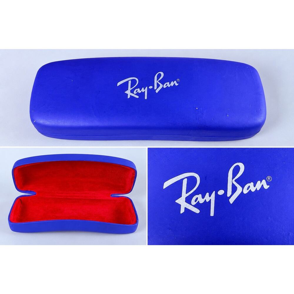 Ray Ban Blue Hard Shell Eyeglass Case Red Interior Matte Finish Clamshell